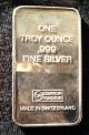 1 Oz Ontario California 500 Silver Art Bar Switzerland.  999 Fine Silver Silver photo 1