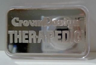 Johnson Matthey Crown Design Ther - A - Pedic.  999 Silver Art Bar Very Scarce Low Sn photo