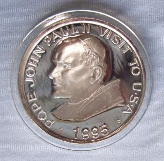1995 Pope John Paul Ii Visit To Usa - 1 Ounce Silver Round.  999 photo