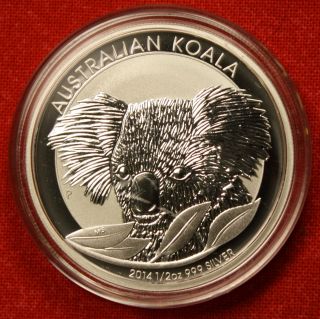 2014 Australian Koala Design 1/2 Oz.  999% Silver Round Bullion Collector Coin photo