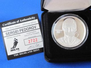 1997 Highland Sergei Fedorov Proof Silver Art Round E2766 photo