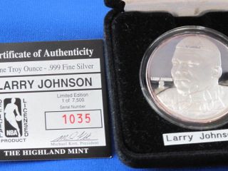 1996 Highland Larry Johnson Silver Proof Art Medal Nba E2767 photo