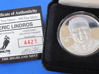 1995 Highland Eric Lindros Proof.  999 Silver Art Medal E2768 photo