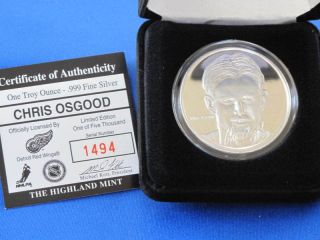 1997 Highland Chris Osgood Detroit Red Wings Silver Proof Medal Nhl E2773 photo