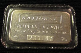 Vintage National Silver Bar In Packaging…1 Troy Oz.  999 Silver. .  Nr photo