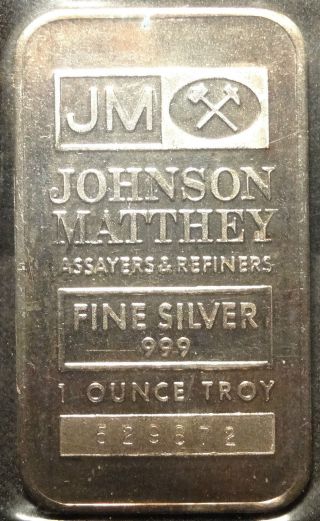 Silver Bar Jm 1oz.  999 Pure Orig Issue 