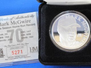 1999 Highland Mark Mcgwire Proof Silver Art Medal E2812 photo