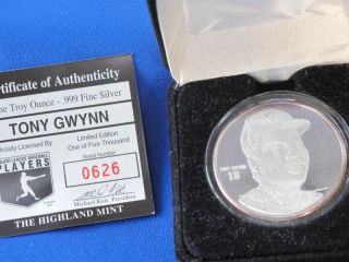 Highland Tony Gwynn Proof Silver Art Medal Mlb E2817 photo