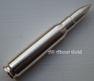 Solid Silver Bullet 2 Troy Oz.  308 Caliber 7.  62 Nato Winchester Cartridge.  999 photo