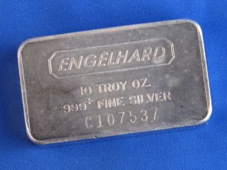 Engelhard.  999 Silver 10 Oz Ingot Bar Struck Type B4107l photo