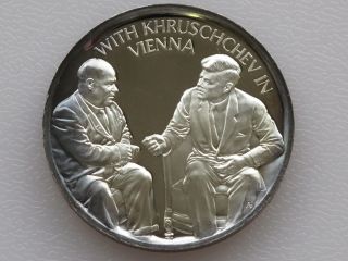 With Khruschchev In Vienna Legacy Of John F Kennedy Silver Art Round D1918 photo