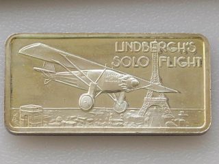 Lindbergh ' S Solo Flight Silver Art Bar Serial 7560 Hamilton C4534 photo
