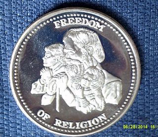 1 Oz.  999 Fine Silver Round Freedom Of Religion Johnson Matthey photo