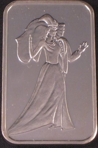Bride & Groom Wedding Walk Down The Isle Silver Bar Engrave Area Any Year Gift photo