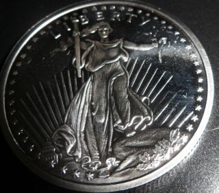 1 Oz Saint Gaudens Design Silver Eagle Round photo