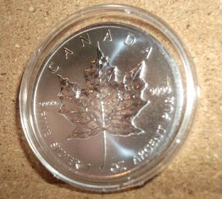 2012.  9999 Fine $5 Silver Canadian Maple Leaf Coin (bu) photo