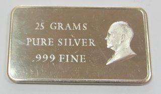 Rare President Dwight D.  Eisenhower Ike 25 Gram.  999 Fine Silver Art Bar Ingot photo