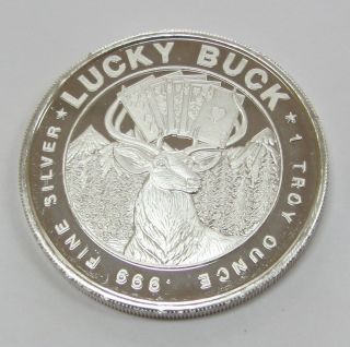 Lucky Buck Black Hawk Colorado Casino Gambling 1 Oz.  999 Fine Silver Round photo