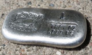 1 Troy Ounce.  999 Fine Silver Hand Poured Loaf Bar Bison Bullion photo