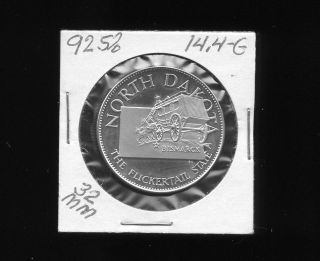 1970 States Of The Union (north Dakota) Sterling Silver Medal 120 photo