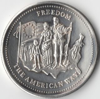 Johnson Matthey 1986 Feedom The American Way.  999 1 Ounce Silver Round W@w photo