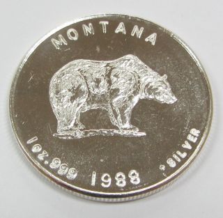 Rare 1988 Montana Mining ' S Second Century 1 Oz.  999 Fine Silver Round photo