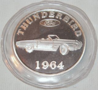 1964 Ford Thunderbird Convertible (t - Bird) 1 Oz Silver Round.  999 Pure. photo