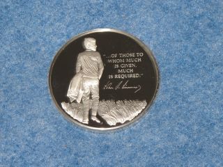 1973 John F.  Kennedy Proof Franklin 2 Ounce Sterling Silver Medal E1733 photo