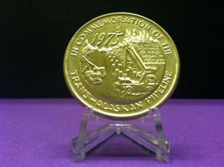 1975 Trans - Alaskan Pipeline Commemorative Medallion 1 Troy Oz.  999 Silver Round photo