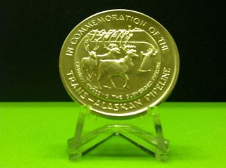 1977 Trans - Alaskan Pipeline Commemorative Medallion 1 Troy Oz.  999 Silver Round photo