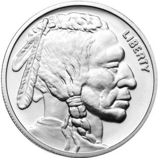 One Troy Ounce Indian Head/buffalo.  999 Pure Fine Silver Round photo