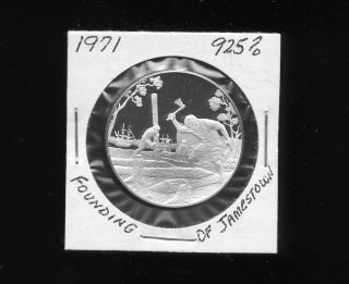 1971 History Of America (jamestown) 925% Sterling Silver Medal 121 photo