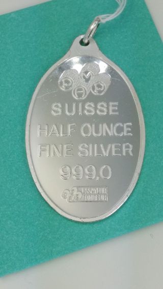 Rare Pamp Suisse Lady Fortuna Half Ounce 1/2 Oz Pure Fine Silver Pendant photo