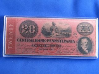 Central Bank Of Pennsylvania Commemorative $20 Note.  999 Silver B3318 photo