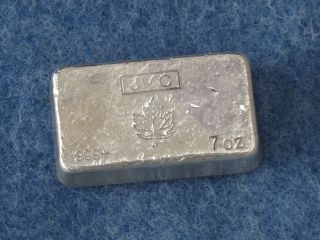 Johnson Matthey Canada Maple Leaf.  999 Silver 7 Oz Bar Old Poured Type B6965 photo