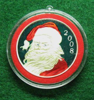 2008 Enameled Christmas Ornament 1 Troy Ounce 999 Silver Round Shipped L782 photo