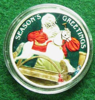 2010 Enameled Christmas 1 Troy Ounce 999 Silver Round Shipped L788 photo