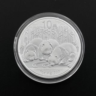 Three (3) 2013 China Panda One Ounce Each 10 Yuan Pure 999 Silver Coin. photo