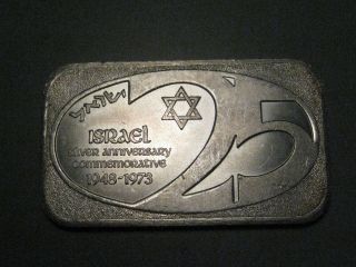 Art Bar; Israel 25th Anniv.  Us Silver Corp.  1 Oz.  999+ Fine Silver Bar.  Ussc. photo