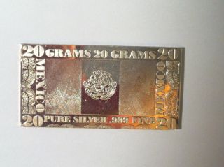 Coinhunters - 20 Gram Mexico Silver Bar, .  999 Fine Silver photo