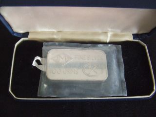 100grms.  999 Fine Silver Bullion Bar Boxed In Packing Jm&co photo