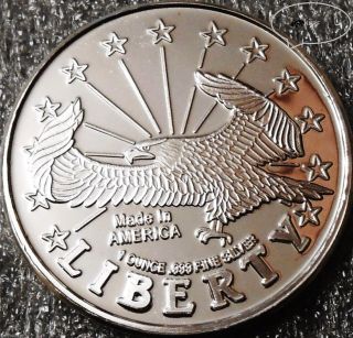 Liberty Eagle Silver Round {bu} One Troy Ounce.  999 Fine Silver Bullion Coin photo