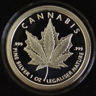 2014 Cannabis Proof W/box And - Silver Bullet Silver Shield Sbss 1 Oz Round photo