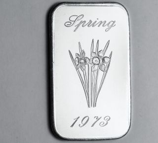 The Four Seasons Spring Flower 1 Troy Oz.  999 Fine Silver Bar Mother Lode photo