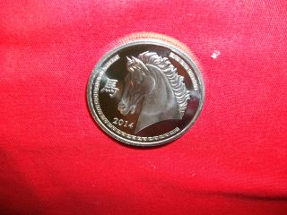 One Troy Ounce.  999 Fine Silver Round,  2014 Year Of The Horse,  Uncirculated photo