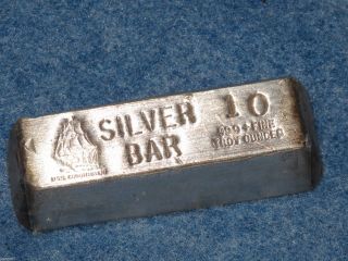 Uss Constitution Silver Art Bar 10 Troy Ounces Uncirculated In Plastic E1875 photo