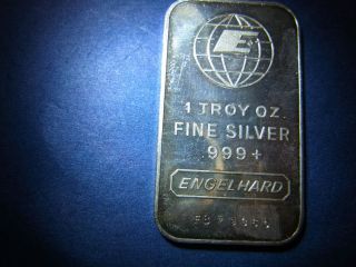 1 Oz Engelhard Silver Bar.  999 Fine Serial Fb 79360 photo