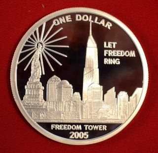 2005 Cook Islands 9/11 Freedom Tower 1 Oz. .  999 Silver 