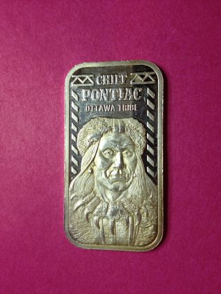 Chief Pontiac - Ottawa Tribe - 20 Gram.  999 Silver Bar photo
