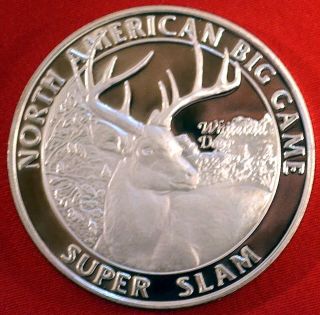 North American Big Game Slam Whitetail Deer 1 Troy Oz.  999 Fine Silver photo